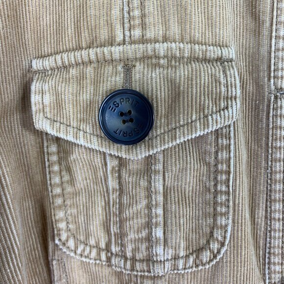 Esprit retro tan corduroy belted light weight elbow patches Jacket size 6 - Picture 10 of 13
